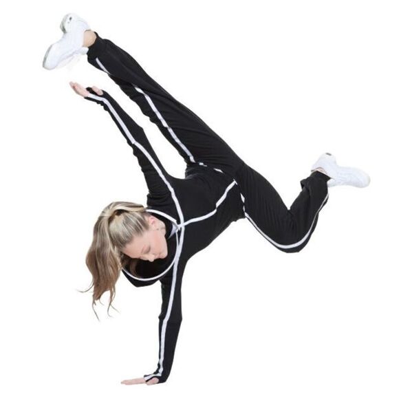 Revolution, dancewear, blackout, hooded, women’s one piece full zip, jumpsuit, s - Picture 1 of 6
